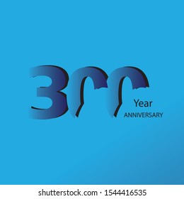 300 Year Anniversary Logo Vector Template Design Illustration blue, white