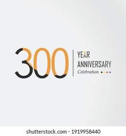 300 Year Anniversary Vector Template Design Illustration Black Orange Elegant White Background