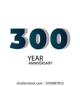 300 Year Anniversary Vector Template Design Illustration Blue Elegant White Background
