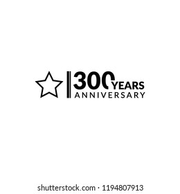 300 Years Anniversary Celebration Simple Logo.