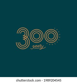 300 years anniversary pictogram vector icon, 300th year birthday logo label.