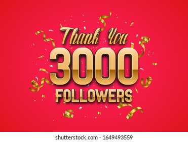 3000 followers. Poster for social network and followers. Vector template for your design.