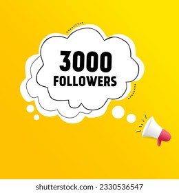 3000 followers, social sites post, celebrate of subscribers or followers and likes. Vector illustration.