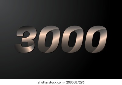 3000 Year Logotype, 3000 New Year Vector Isolated On Black Background