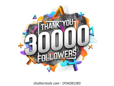 30000 subscribers. Poster for social network and followers. Vector template for your design.