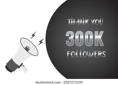 300000 OR 300k followers celebration. Thank you 300000 followers congratulation template banner. banner for social 300k friends and followers. celebrate subscribers and followers.
