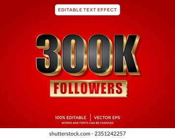 300k Followers 3D bearbeitbarer Texteffekt