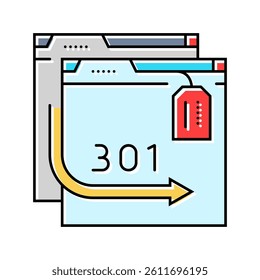 301 redirect seo color icon vector. 301 redirect seo sign. isolated symbol illustration