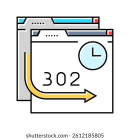 302 redirect seo color icon vector. 302 redirect seo sign. isolated symbol illustration