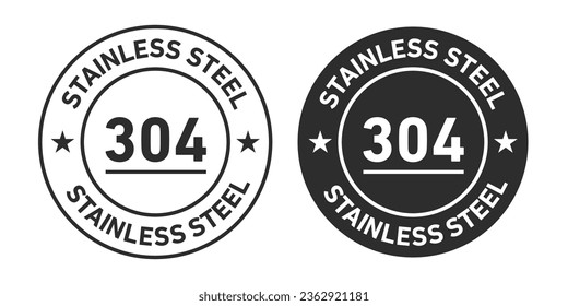 304 Stainless Icons set in black filled and outlined.