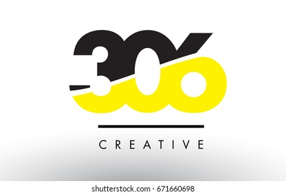 306 Black and Yellow Number Logo Design cut in half. svg