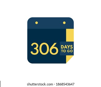 306 days to go calendar icon on white background, 306 days countdown, Countdown left days banner image svg