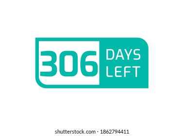 306 Days Left banner on white background, 306 Days Left to Go svg