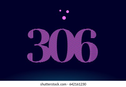 306 number digit logo pink line stripes magenta purple blue font creative text dots company vector icon design svg