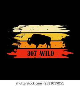 307 Wild Bison Silhouette Retro Design