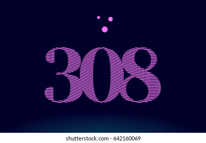 308 number digit logo pink line stripes magenta purple blue font creative text dots company vector icon design