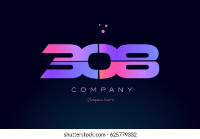 308 pink blue purple number digit numeral dots creative company logo vector icon design template