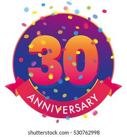 30ht anniversary confetti vector template