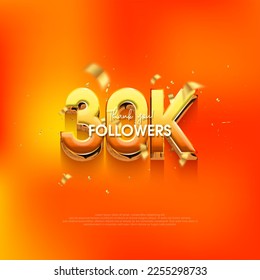 30k followers speech background, with a bright and fresh orange color.