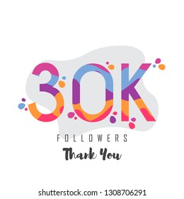 30k followers thank you design. Vector illustratoration