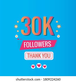 30k followers thank you template vector. thank you 30000 followers social media post