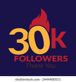 30k followers vector logo design icon vector. Thanks for 30k followers.