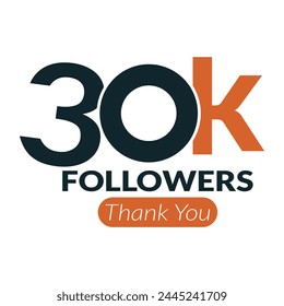 30k followers vector logo design icon vector. Thanks for 30k followers.