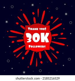 30K Folowers Social Media Post, 30000 Subscribers Post. Thank you 30k folowers. Vector Illustration