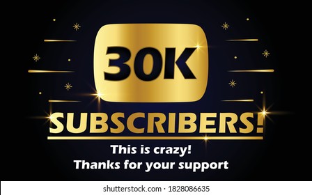 30k subscribers vector post 30k celebration. 30k subscribers followers thank you congratulation.