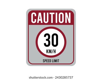 30km speed limit. Vector design for traffic, caution with speed. Sign isolated on white background