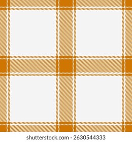 30s fabric pattern background, scarf tartan check plaid. Comfortable texture seamless textile vector in orange and white colors palette.