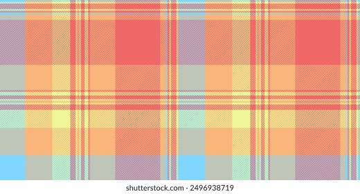 30s seamless background textile, bag plaid check fabric. Swatch vector texture tartan pattern in red and orange colors palette.