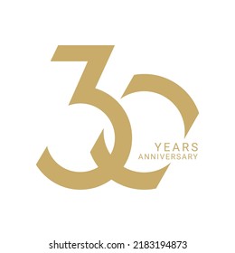 30th, 30 Years Anniversary Logo, Vector Template Design element for birthday, invitation, wedding, jubilee and greeting card illustration.