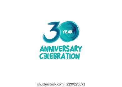 30th, 30 years, 30 year anniversary year anniversary celebration fun style logotype. anniversary white logo with green blue color isolated on white background, vector design for celebration