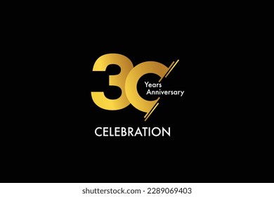 30, 30 años, 30 años de color dorado sobre fondo negro de estilo abstracto logotipo. aniversario con color dorado aislado en fondo negro, diseño vectorial para vectores de celebración