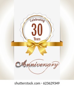 30th Anniversary background, 30 years celebration invitation card vector eps 10