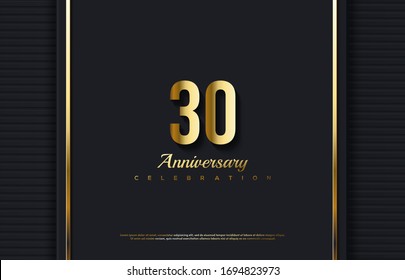 30th anniversary background with illustrations of golden numbers and vertical lines on the right and left.