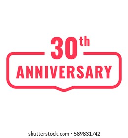 30th anniversary. Badge icon, logo. Flat vector illustration on white background. Can be used for birthday, wedding or company event.