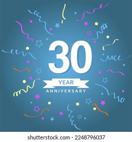 30th Anniversary with a blue background. very suitable for your anniversary background.