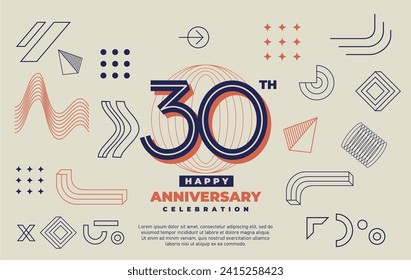 30th anniversary celebration with abstract geometric shape background