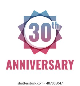 30th Anniversary celebration. Flat vector icon, logo design illustration on white background. Can be used for business company or for wedding agency. 