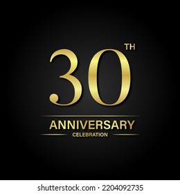 30th Anniversary Celebration Gold Color Black Stock Vector (Royalty ...