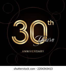 30th Anniversary Celebration Golden Text Golden Stock Vector (Royalty ...