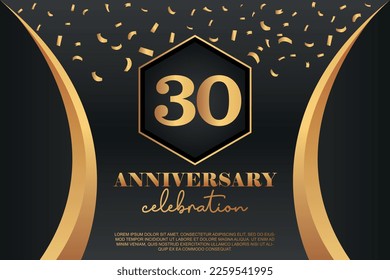 30th Anniversary celebration Logo with  golden Colored vector design for greeting abstract illustration   