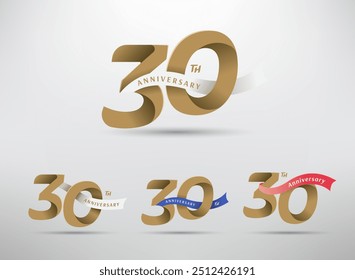 30th anniversary celebration logotype with alternative number and ribbon design