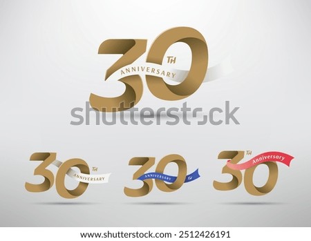 30th anniversary celebration logotype with alternative number and ribbon design