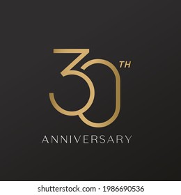 30th anniversary celebration logotype with elegant number shiny gold design