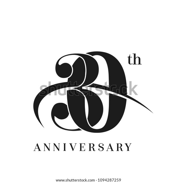 30th Anniversary Celebration Simple Monogram Design Stock Vector ...