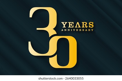 30th anniversary celebration vector background. with gold number and dark green background, for greeting card, event