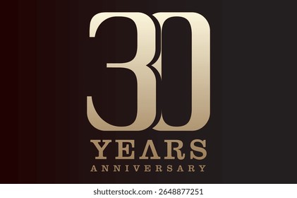 Fondo del Vector de la celebración del 30º aniversario. con el número de oro y el fondo negro, Anuncio del aniversario para la tarjeta de felicitación, acontecimiento